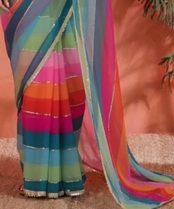SIRIL Women's Georgette Printed Saree with Unstitched Blouse Piece - Jimmy Choo Saree Online Shopping - Image 6