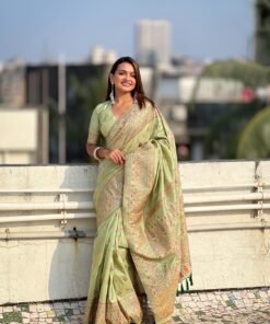 Elite Weaves Original Pashmina Kashmiri Silk Zari Woven Saree - Jimmy Choo Saree Original Under 1000 - Image 4