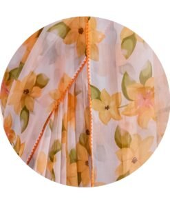Women's Chiffon Floral Printed, Lightweight And Plain Border Saree with Blouse Piece - Jimmy Choo Saree Under 1000 For Weddings - Image 6