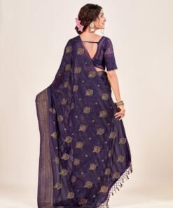 Women's Lightweight Chiffon Saree with Unstitched Blouse | Ideal for Office, Daily & Casual Wear – 5.5m Saree + 0.8m Blouse Piece - Meesho Par Jimmy Choo Ki Saree - Image 3
