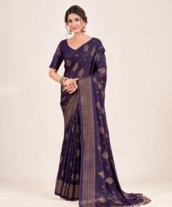 Women's Lightweight Chiffon Saree with Unstitched Blouse | Ideal for Office, Daily & Casual Wear – 5.5m Saree + 0.8m Blouse Piece - Meesho Par Jimmy Choo Ki Saree - Image 4