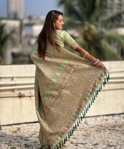 Elite Weaves Original Pashmina Kashmiri Silk Zari Woven Saree - Jimmy Choo Saree Original Under 1000 - Image 2
