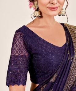 Women's Lightweight Chiffon Saree with Unstitched Blouse | Ideal for Office, Daily & Casual Wear – 5.5m Saree + 0.8m Blouse Piece - Meesho Par Jimmy Choo Ki Saree - Image 2