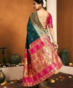 Women's Paithani Silk Blend Saree with Blouse Piece, Woven Embellished Jacquard, Traditional - Light Pink Saree Jimmy Choo Saree Price - Image 2