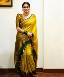 Alternative view of Yashika Women's Fancy Banarasi Kanjivaram Art Silk Saree with Blouse Pieces||Yellow Coloured Kanjivaram Saree|| AZ-YS-OG-YUKTI YELLOW - Latest Blouse Designs For Jimmy Choo Saree