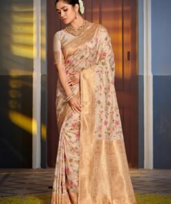 Alternative view of Banarasi Silk Saree with Golden Zari Floral Weaving | Soft Lightweight Traditional Saree for Women | Perfect for Festive Occasions, Gifting & Celebrations - Silk Sarees Silk Sarees Jimmy Choo Saree Meesho