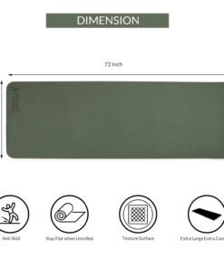 Alternative view of Fitness Mantra® TPE Dual Color Anti-Slip Yoga Mat with Cover Bag for Gym Workout and Yoga Exercise for Men & Women Fitness| 1 Piece| 6mm| 24"x72"|Premium Dual Color Mat| Army + Lemon| - Yoga Mats Near Me
