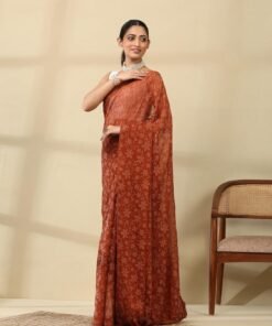 Garden Vareli Lock Chiffon Floral Saree - Jimmy Choo Saree Myntra Wholesale - Image 3
