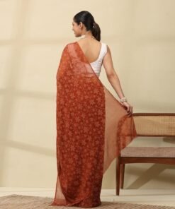 Garden Vareli Lock Chiffon Floral Saree - Jimmy Choo Saree Myntra Wholesale - Image 5