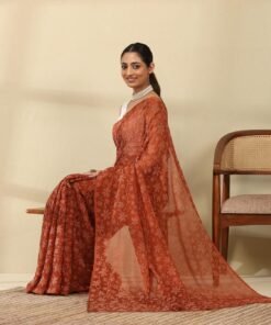 Garden Vareli Lock Chiffon Floral Saree - Jimmy Choo Saree Myntra Wholesale - Image 6
