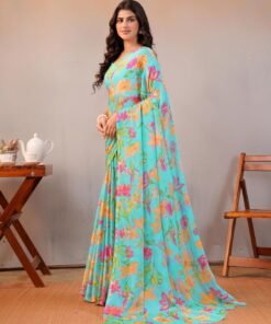 Garden Vareli Floral Print Chiffon Saree - Jimmy Choo Saree Online Shopping - Image 3