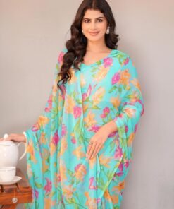 Garden Vareli Floral Print Chiffon Saree - Jimmy Choo Saree Online Shopping - Image 4