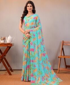 Garden Vareli Floral Print Chiffon Saree - Jimmy Choo Saree Online Shopping - Image 5