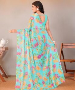 Garden Vareli Floral Print Chiffon Saree - Jimmy Choo Saree Online Shopping - Image 6