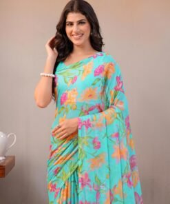 Alternative view of Garden Vareli Floral Print Chiffon Saree - Jimmy Choo Saree Online Shopping