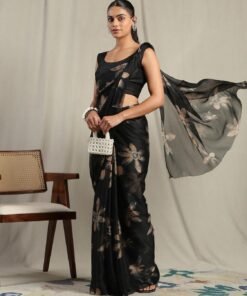 Alternative view of Garden Vareli Floral Print Nara Chiffon Saree 59599 - Jimmy Choo Saree Online Shopping For Weddings