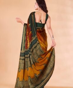 Garden Vareli Satin Crepe Saree With Unstitched Blouse Piece - Jimmy Choo Saree Price For Wedding - Image 2