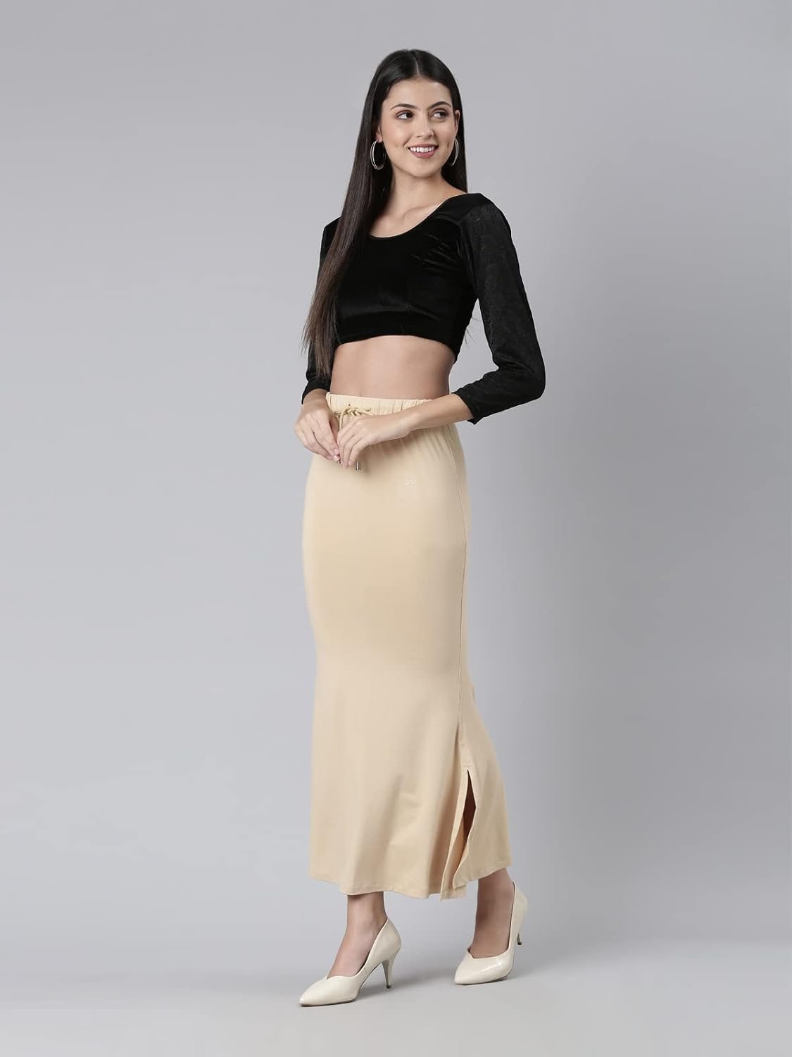 TWIN BIRDS Women Viscose Elastane Saree Skirt | Shapewear Petticoat Slip - Latest Blouse Designs For Jimmy Choo Saree - Image 6