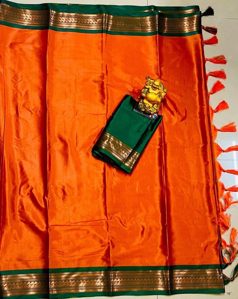 Womens Gadwal Cotton Silk Jacquard Saree With Blouse Piece - Latest Jimmy Choo Saree Design - Image 3